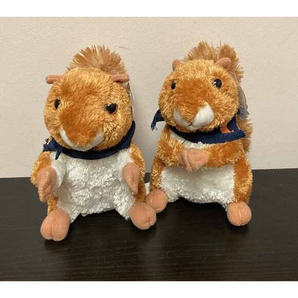 Chelsea Teddy Bear Co. Realistic Brown Squirrels Plush Wearing U Of I Kerchiefs - Picture 1 of 9